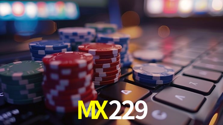 Escena dinámica inspirada en casino con iluminación MX229, cartas, fichas e íconos de juegos digitales en un espacio moderno de juegos.